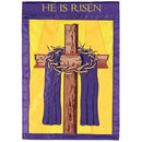 Dicksons Cross And Crown He Is Risen Royal Purple And Gold 13 x 18 Polyester Outdoor Decorative Garden Sidewalk Front Yard Flag