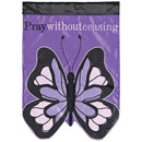Dicksons Butterfly Pray Without Ceasing Purple/Black 18 x 13 Inch Polyester Outdoor Garden Flag