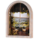 Dicksons Inspirational Christian Wall Hanging Rustic Farmhouse Arched Window Wall Décor 11 x 15 Inch Glass With Distressed Wood Frame His Mercies Never End