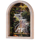 Dicksons Inspirational Christian Wall Hanging Rustic Farmhouse Arched Window Wall Décor 11 x 15 Inch Glass With Distressed Wood Frame Lord Has Done Great Things