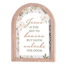 Dicksons Jesus Is The Key To Heaven White Wash Wood and Glass Tabletop or Hanging Wall Art 15 x 11.75 Inch