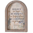 Dicksons Inspirational Christian Wall Hanging Rustic Farmhouse Arched Window Wall Décor 9 x 13 Inch Glass With Distressed Wood Frame Rejoice in Hope