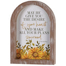 Dicksons Inspirational Christian Wall Hanging Rustic Farmhouse Arched Window Wall Décor 9 x 13 Inch Glass With Distressed Wood Frame May He Give You the Desire