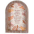 Dicksons Inspirational Christian Wall Hanging Rustic Farmhouse Arched Window Wall Décor 9 x 13 Inch Glass With Distressed Wood Frame Word Of Our God Stands Forever