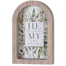 Dicksons Inspirational Christian Wall Hanging Rustic Farmhouse Arched Window Wall Décor 7 x 11 Inch Glass With Distressed Wood Frame He Restores My Soul