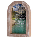 Dicksons Inspirational Christian Wall Hanging Rustic Farmhouse Arched Window Wall Décor 7 x 11 Inch Glass With Distressed Wood Frame Whoever Believes in Me