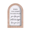 Dicksons When You Submit To God's Plan White Wash Wood and Glass Tabletop or Hanging Wall Art 10.5 x 6.75 Inch