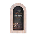 Dicksons He Is Not Here He Has Risen Matthew 28:6 Grey Wash Wood and Glass Tabletop or Hanging Wall Art 8.25 x 4.5 Inch