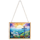 Dicksons, Classic Hymns, Inspirational Christian, 10 x 12 inch Metal Framed Glass, Stain Glass Look, Includes Chain for Wall Hanging or Window Suncatcher, His Eye Is On The Sparrow