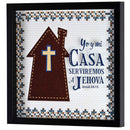 Dicksons Inspirational Spanish Christian Wall Hanging Shadow Box Style Framed Wall Décor for Home 13 x 13 Inch Wood and Glass Yo Y Mi Case Serviremos