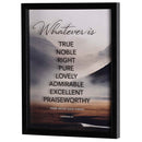 Dicksons Whatever Is True - Think About Such Things - Philippians 4:8-17 x 13 Inch Black MDF Wood and Glass Wall or Tabletop Framed Art