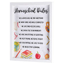 Dicksons Homeschool Rules White Wood and Glass Shadowbox Style Hanging Wall Art 15 x 12 Inch