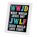 Dicksons WWJD He Would Love First Rainbow Colors 11 x 9 Inch Wood and Glass Shadow Box Wall and Tabletop Frame
