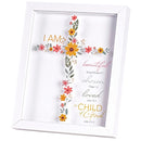 Dicksons I Am Beautiful Chosen Loved - 11 x 9 Inch White MDF Wood and Glass Shadowbox Block Sign