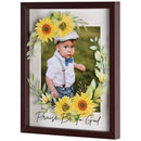 Dicksons Praise Be Sunflower Wreath Walnut Woodgrain 12 x 15 Wood And Glass Shadow Box Style Framed Wall Art Holds 8 x 10 Photo