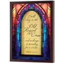 Dicksons, Classic Hymns, Inspirational Christian, 17 x 13 inch Woodgrain Frame, Stain Glass Look, Shadow Box, Wall Hanging or Shelf Decor, Old Rugged Cross