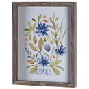 Dicksons Inspirational Christian Wall Hanging Shadow Box Style Framed Wall Décor for Home 15 x 12 Inch Wood and Glass Floral Watercolor Grace