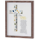 Dicksons Dear Child of God - Floral Cross - 12 x 15 Inch Brown MDF Wood and Glass Shadowbox Block Sign