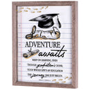 Dicksons Adventure Awaits - Graduation The Journey Has Begun - 12 x 15 Inch Brown MDF Wood and Glass Shadowbox Block Sign