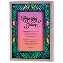 Dicksons, Classic Hymns, Inspirational Christian, 17 x 13 inch Woodgrain Frame, Stain Glass Look, Shadow Box, Wall Hanging or Shelf Decor, Amazing Grace