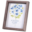 Dicksons Inspirational Christian Wall Hanging Shadow Box Style Framed Wall Décor for Home 11 x 9 Inch Wood and Glass Floral He Restores My Soul