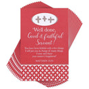 Dicksons Well Done, Good and Faithful Servant Red and White 3 x 2 Inch Itty Bitty Place Keeper Bookmark Pack of 24