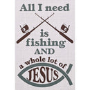 Dicksons All I Need Is Fishing And A Whole Lot Of Jesus White And Grey 3 x 2 Paper Itty Bitty Blessings Card Bookmark, Pack Of 24