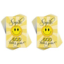 Smile God Loves You - 3 x 2 Inch Yellow Cardstock Itty Bitty Blessings Bookmark; Pack of 24