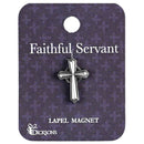 Dicksons Flared Cross Brushed Silver Tone .75 Inch Stainless Steel Magnetic Lapel Brooch Pin