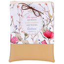 Dicksons Decorative Women's Bible Journal Cover Sleeve with Tie Closure 8 x 10.75 Inch Cotton Canvas with Vinyl Bottom Floral Wisdom and Kindness