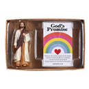 Dicksons God's Promise Rainbow  and Brown 5.5 x 3.75 Resin Jesus Figurine and Itty Bitty Blessings Card Bookmark Set