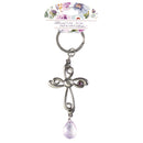 Dicksons Blessed Mother Purple Floral 3 inch Pewter Keychain Ring Accessory