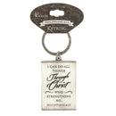 Dicksons I Can Do All Things Brushed Silver 2 inch Pewter Keychain Ring Accessory