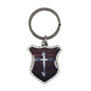 Dicksons Shield Cross Brown Silver Tone 3 inch Metal Keychain Accessory