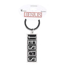 Dicksons Jesus Black and Silver Tone 1 x .75 Inch Zinc Alloy Fob Holder Keychain Ring Accessory