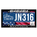 Dicksons Ichthys Fish Man of Faith 12 x 6 Inch Black Polystyrene Polymer Vehicle License Plate Frame