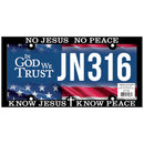Dicksons No Jesus No Peace 12 x 6 Inch Black Polystyrene Polymer Vehicle License Plate Frame