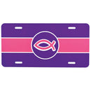 Dicksons Bold Fish Symbol Purple and Pink 12 x 6 Aluminum Decorative Car Truck Van Auto License Plate