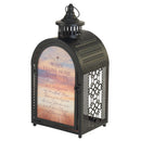 Dicksons When I Come Home Lacy Open Sides Latch Doors Black 16.5 x 8 Metal and Glass Decorative Artificial Candle Lantern
