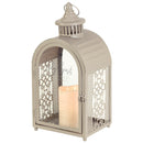 Dicksons We Welcome You Lacy Open Sides Latch Door Grey 16.5 x 8 Metal and Glass Decorative Artificial Candle Lantern