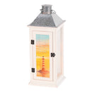 Dicksons Lantern Lighthouse John 12:46, White 17 x 6.5 Inch Wood/Glass Decorative Candle Holder,