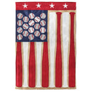 Dicksons Magnolia Garden Baseball Bats Balls Stars Red White Blue 42 x 29 Polyester Outdoor Garden Flag