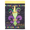 Dicksons Magnolia Garden It's Mardi Gras Y'all Fleur De Lis Jester Hat Purple Yellow Green 42 x 29 Polyester Outdoor Garden Flag