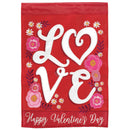 Magnolia Garden Love Valentine's 29 x 42 Red Poly Burlap Outdoor Hanging Flag