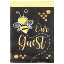 Magnolia Garden 'Bee' Our Guest 29 x 42 Black Poly Burlap Outdoor Hanging Flag