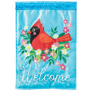 Magnolia Garden Welcome Cardinal Floral 29 x 42 Blue Polyester Outdoor Hanging Flag