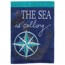 Magnolia Garden The Sea Is Calling Anchor 29 x 42 Blue Poly Burlap Outdoor Hanging Flag