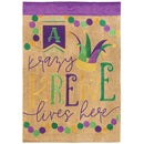 Magnolia Garden Krazy Krewe Lives Here Mardi Gras Burlap 29 x 42 Inch Polyester Garden Flag