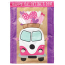 Magnolia Garden Happy Valentine's Day Bus with Hearts 29 x 42 Inch Polyester Garden Flag