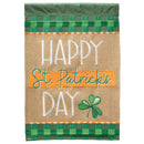 Magnolia Garden Happy St Patrick's Day Burlap Plaid 29 x 42 Inch Polyester Garden Flag